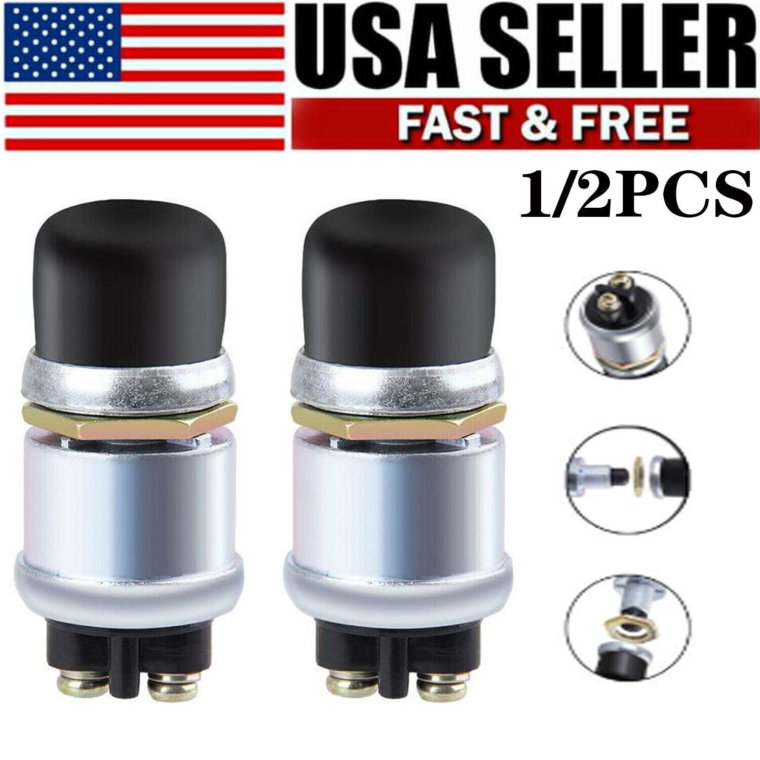 Push Button Momentary Starter 50A Ignition Switch On-Off SPST 12V DC For marine