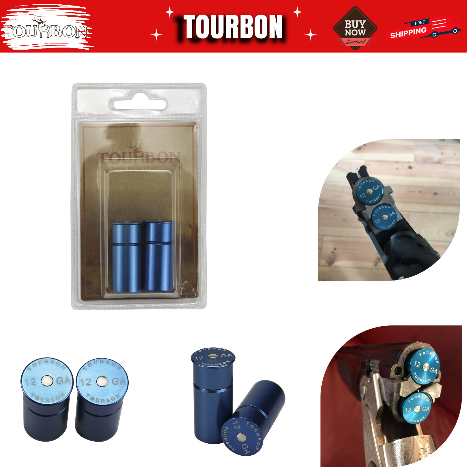 TOURBON Hunting Aluminum Shotgun 12 Gauge Snap Caps Shooting Train Pack of 2