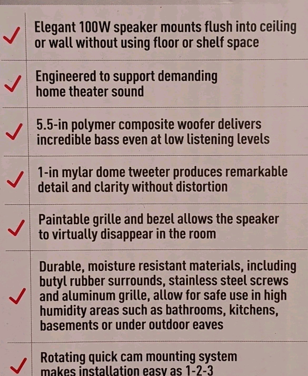 Legrand 36476402 In-wall Speakers 6.5 Inch Two-way 100 W Base+Mylar Tweeter NEW