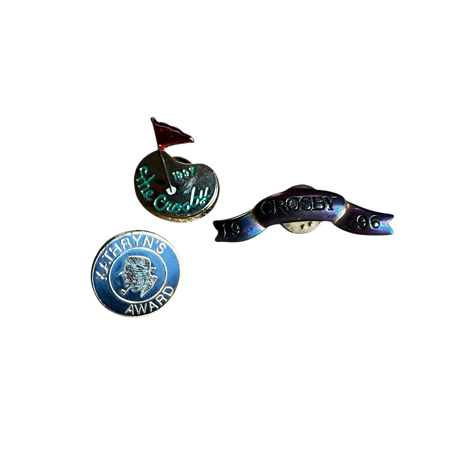 3 Vintage Bing Crosby golf pin lot club ball jewelry