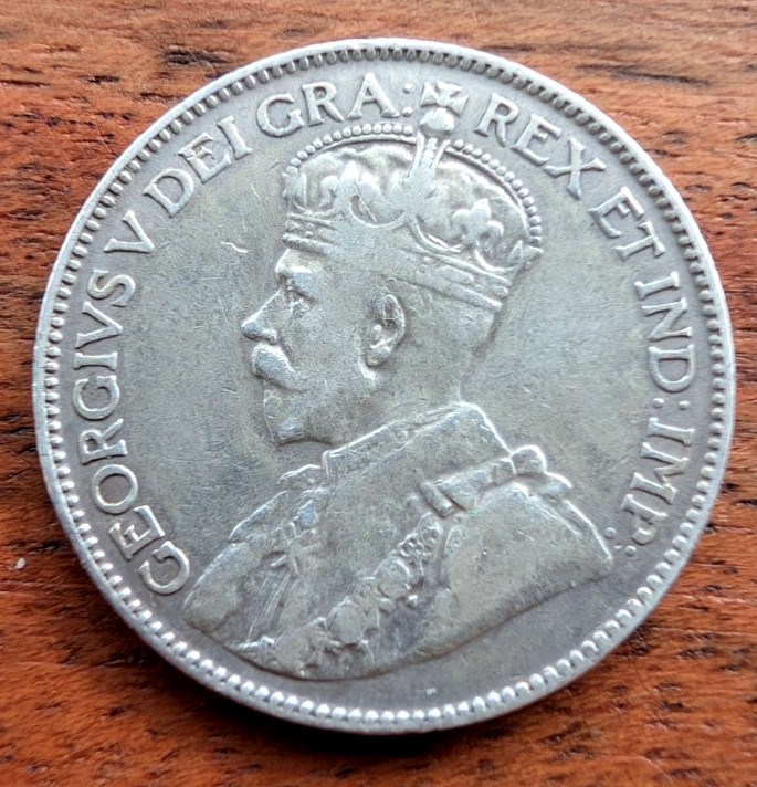 1919 Canada Silver 25 Cents coin - George V