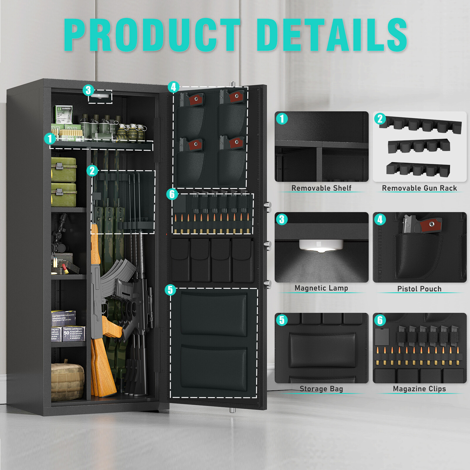 15-20 Unassembled Digital Gun Safe, Rifle Gun Safe, Shotgun Safe with Shelf