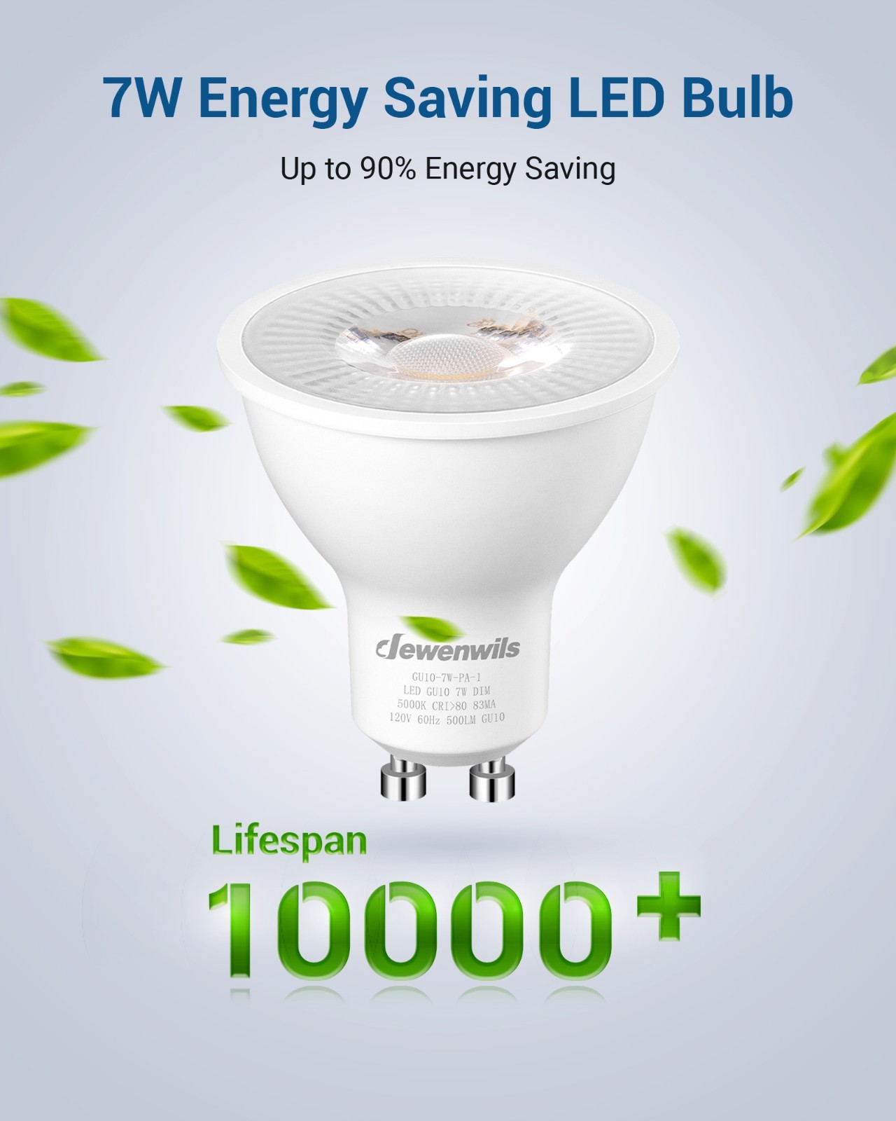 6-Pack GU10 LED Light Bulb, Dimmable 5000K Daylight GU10 Bulb Replacement