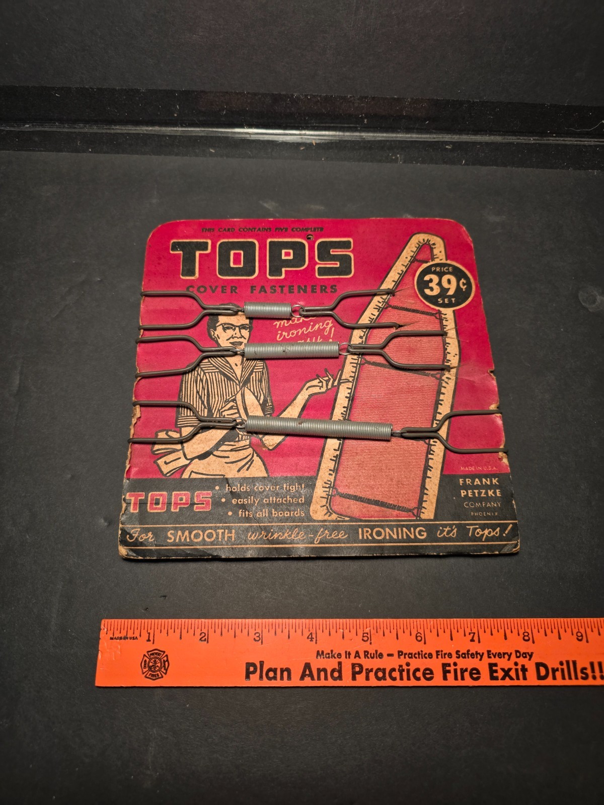 Vintage package of TOPS Cover Fasteners by Frank Petzke Company, U.S.A., 3 1/2