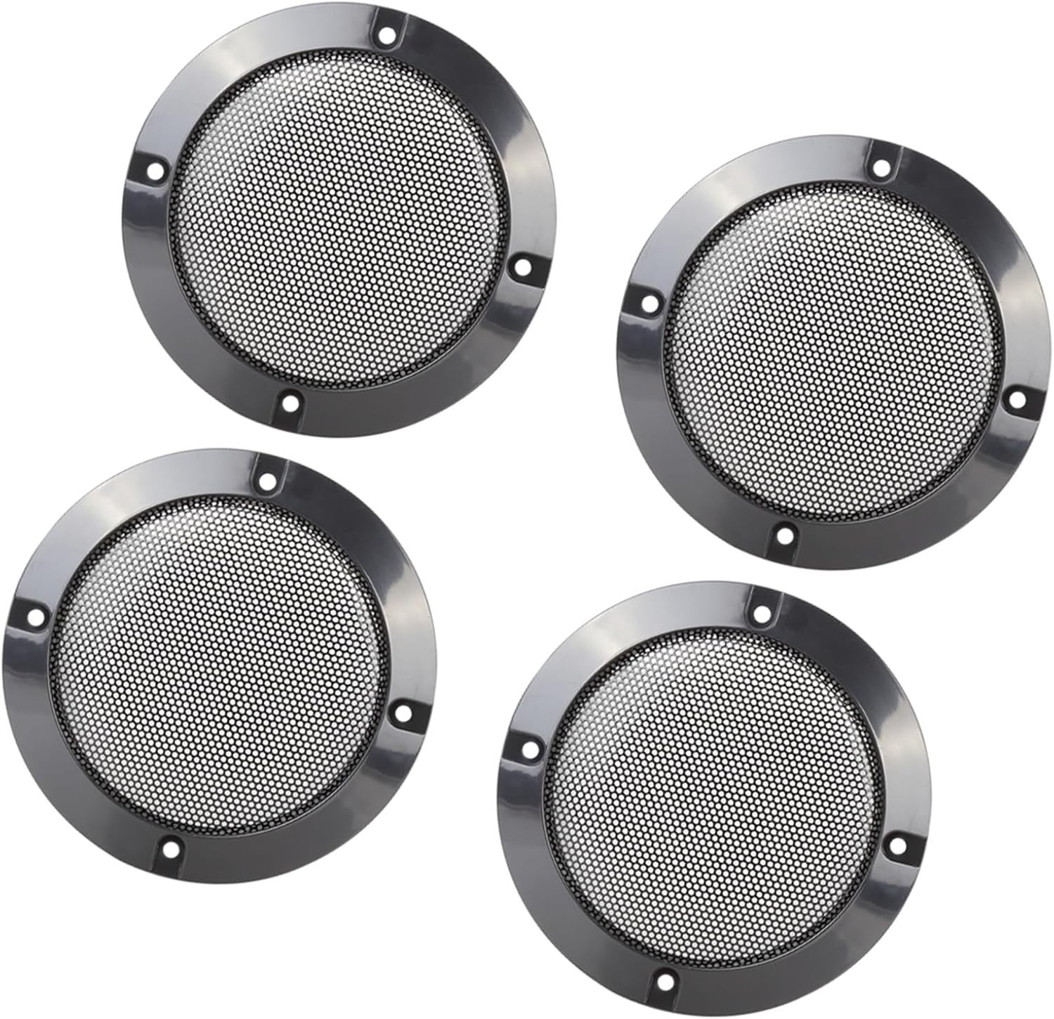 4pcs 4 Inch Metal Glossy Audio Speaker Cover Mesh Subwoofer Grill Horn Guard...