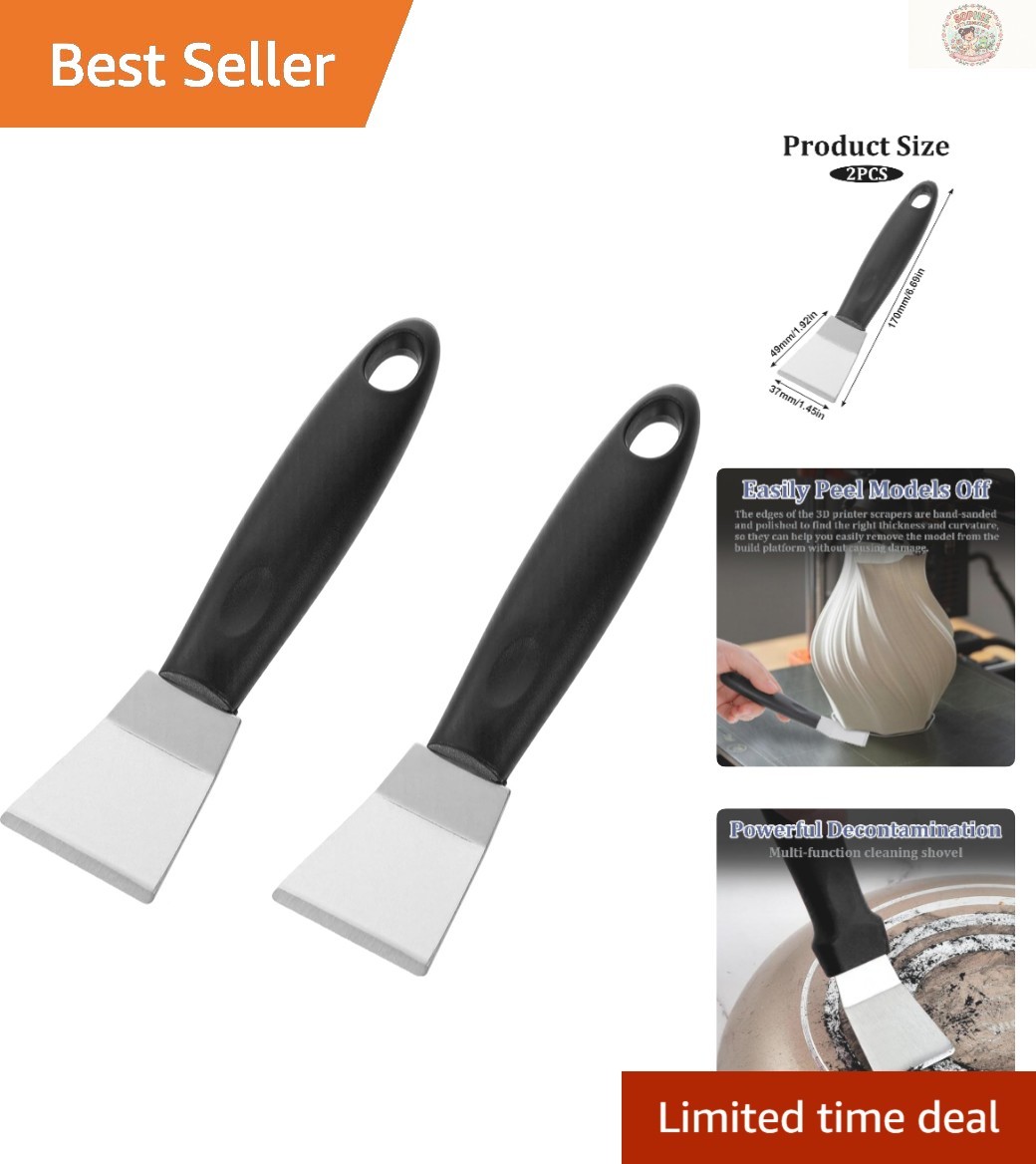 Durable 2-Pack Stainless Steel 3D Printer Scrapers - Efficient & Hangable Design