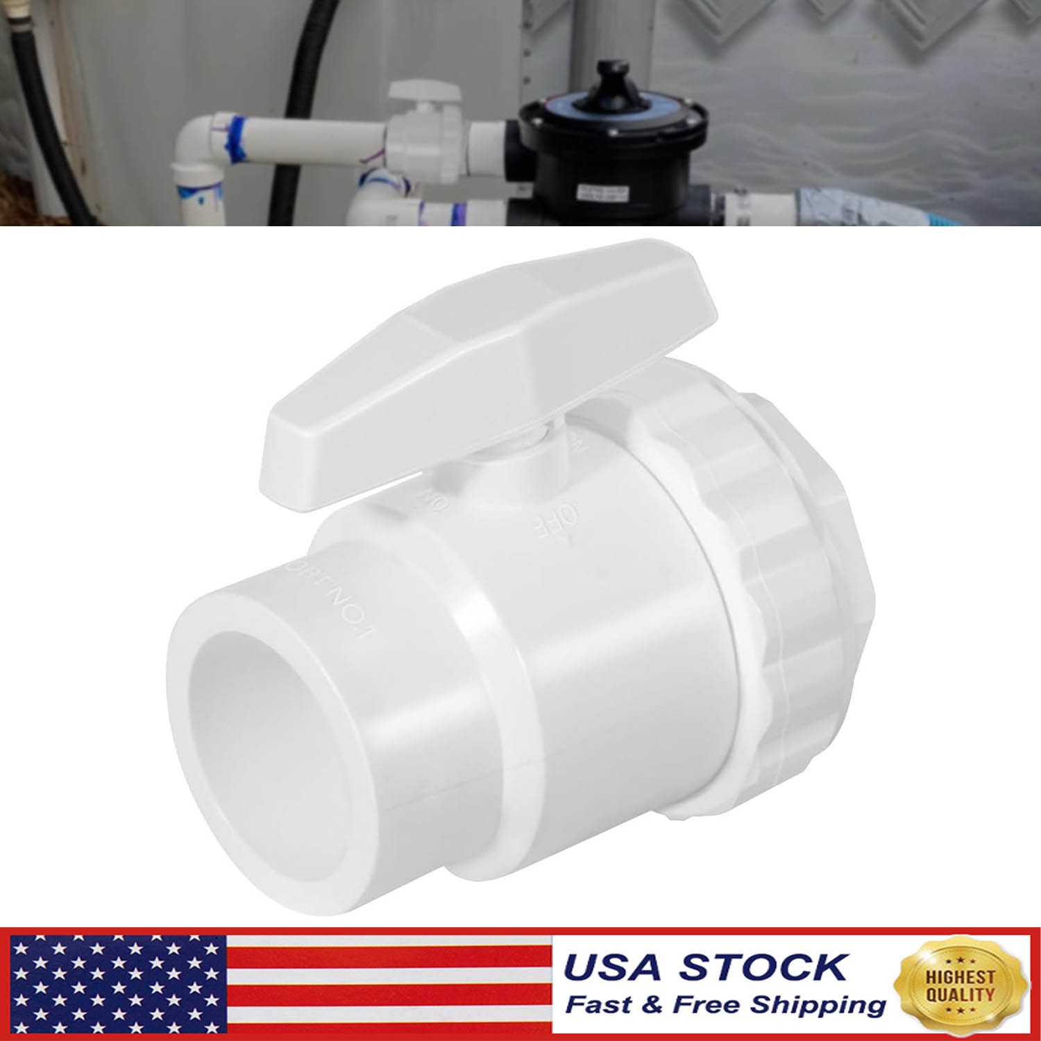 For Hayward SP0722S 1.5" 2 Way Ball Valve SP722S Pool Trimline Socket Shutoff