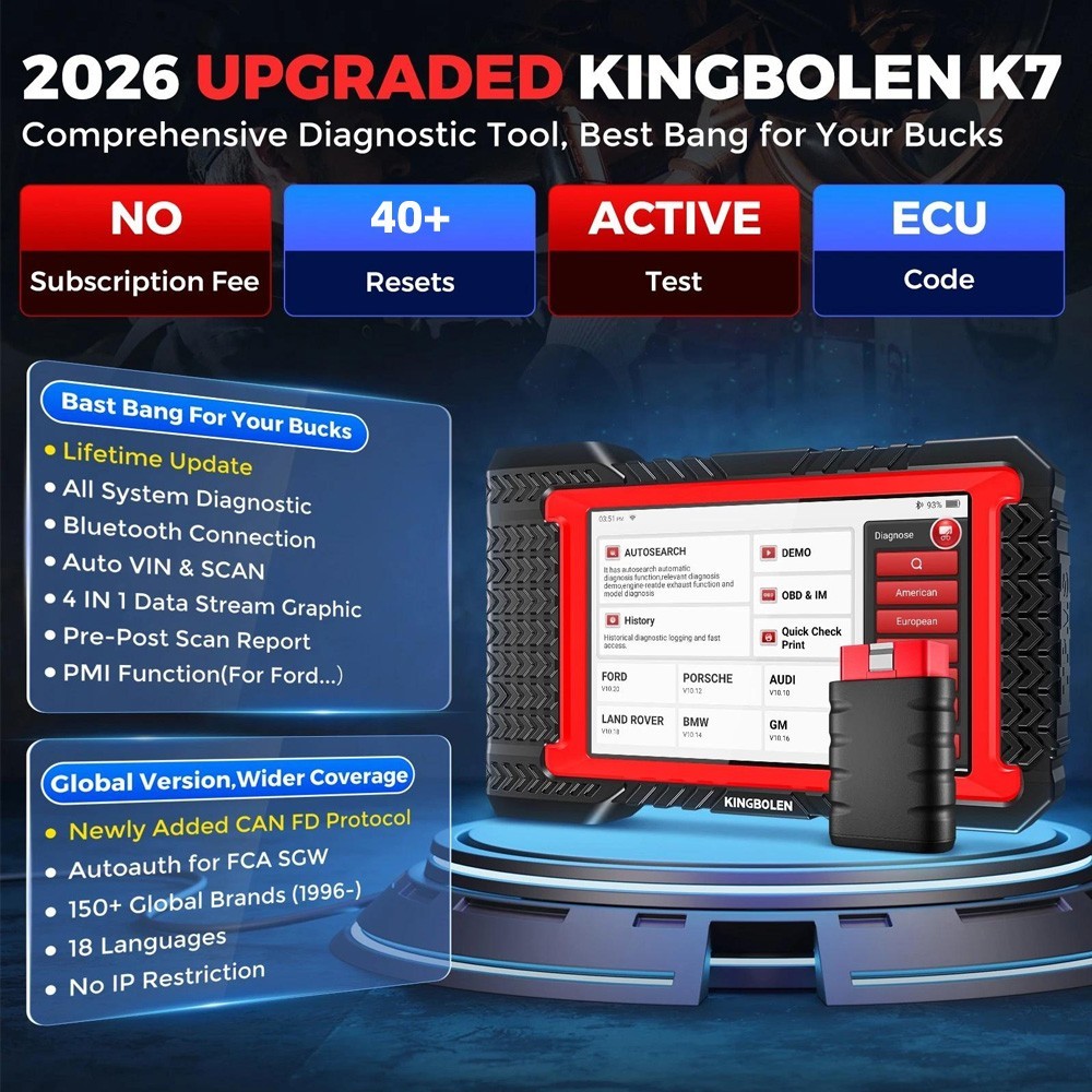 2026 Kingbolen K7 Car Diagnostic Scan Tool Full System OBD2 Scanners ECU Coding