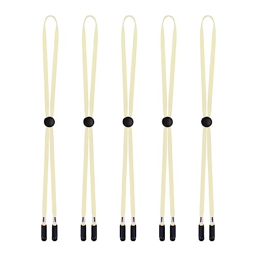 Sucrain 5 Pieces Adjustable Hat Strap Clips Hat Chin Cord for Golfing, Beige