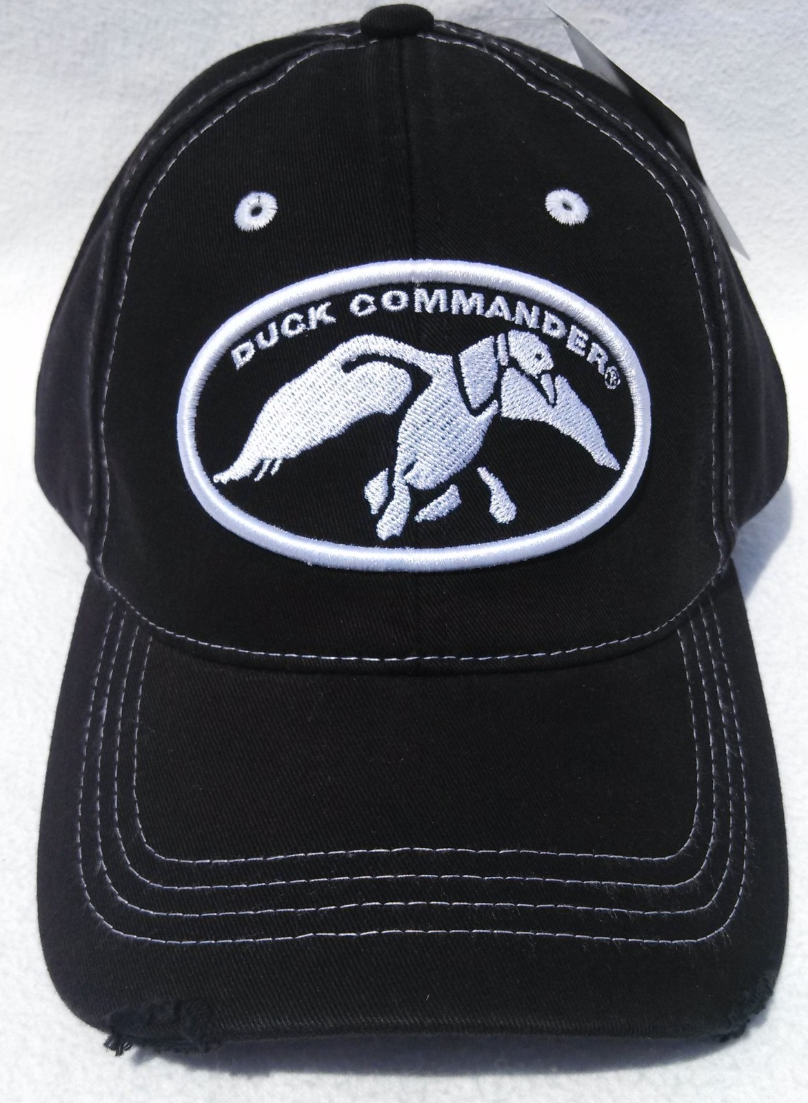 DUCK COMMANDER (Dynasty) Logo Black 100% Cotton Distressed Cap/Hat Mens One Size