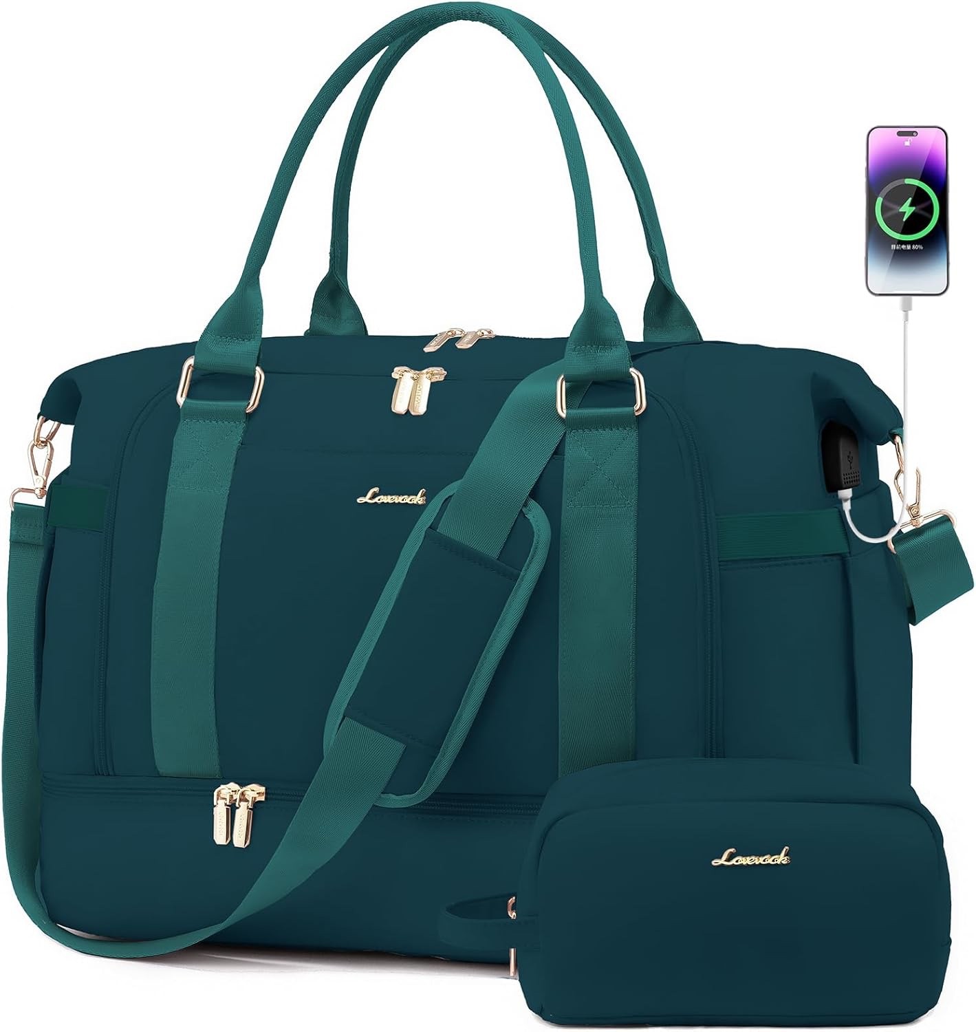 Gym Bag for Women LOVEVOOK Travel Duffel Bag w USB Charging Port,Weekender Bag