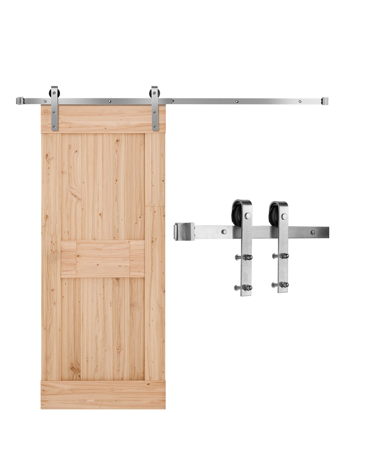 VEVOR 6FT Sliding Barn Door Hardware Kit for Single Sliding Barn Door Silver