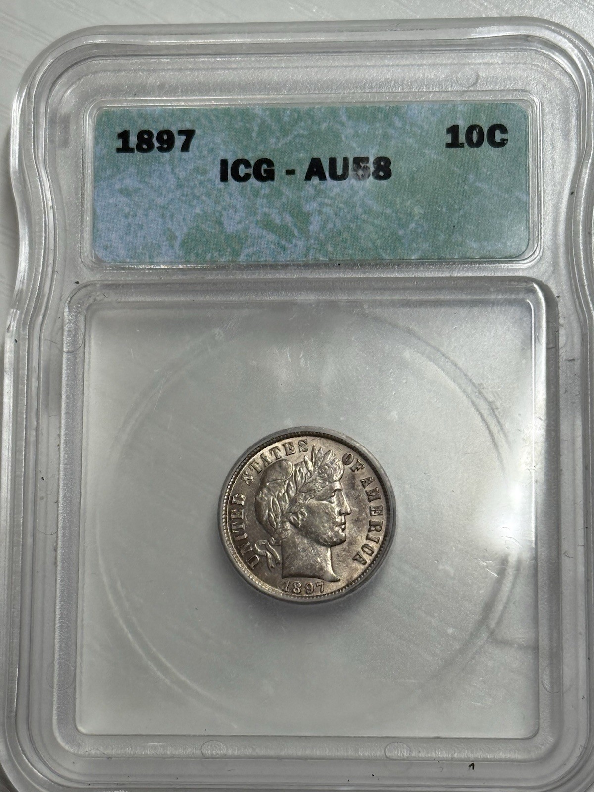 1897 Barber Dime ICG Au58