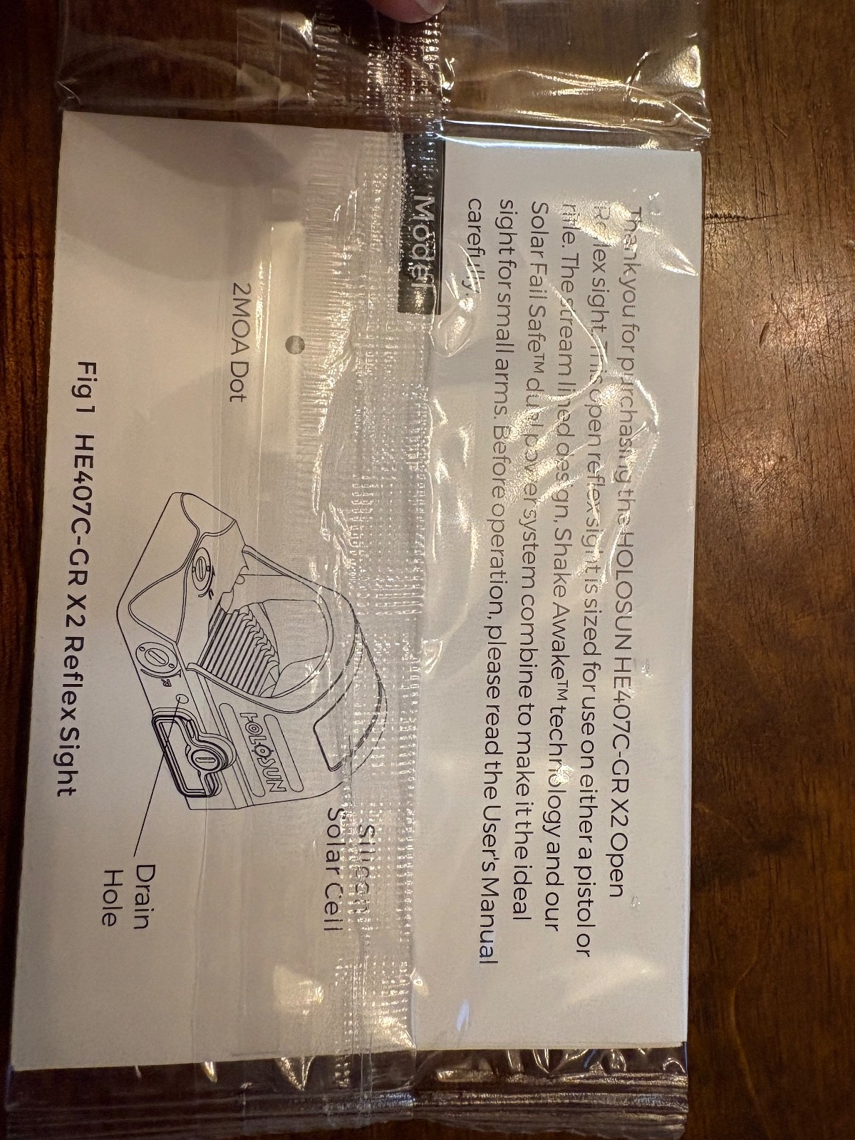 Holosun HE407C - GR X2 Optic OEM Instruction User Manual