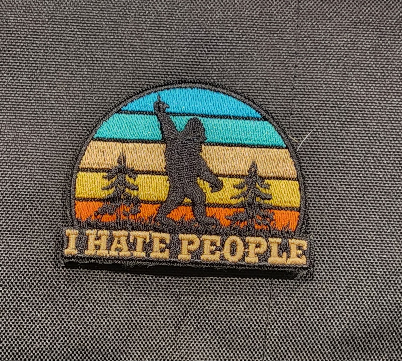 "I HATE PEOPLE" Sasquatch Embroidered Morale Patch NEW
