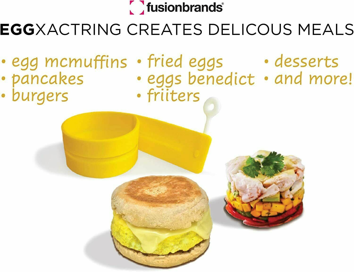 Fusionbrands EggXactRing Adjustable Silicone Egg Ring, Yellow