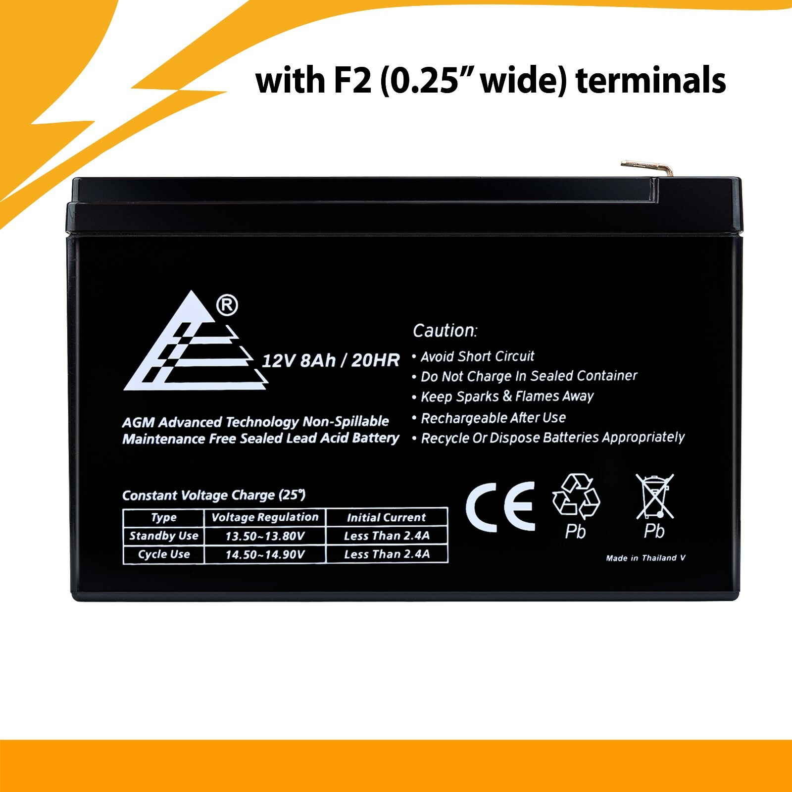 4 Pack: 12V 8Ah Rechargeable Replacement Battery for APC RBC2