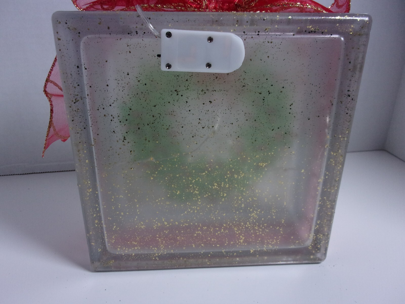 Wreath Lighted Glass Block