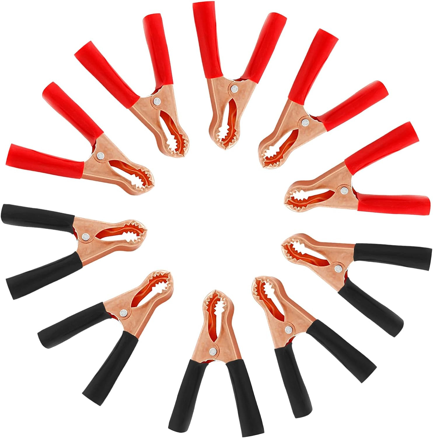 10PCS 50A Insulated Alligator Clips Heavy Duty Battery Clamps Red & Black Car Au