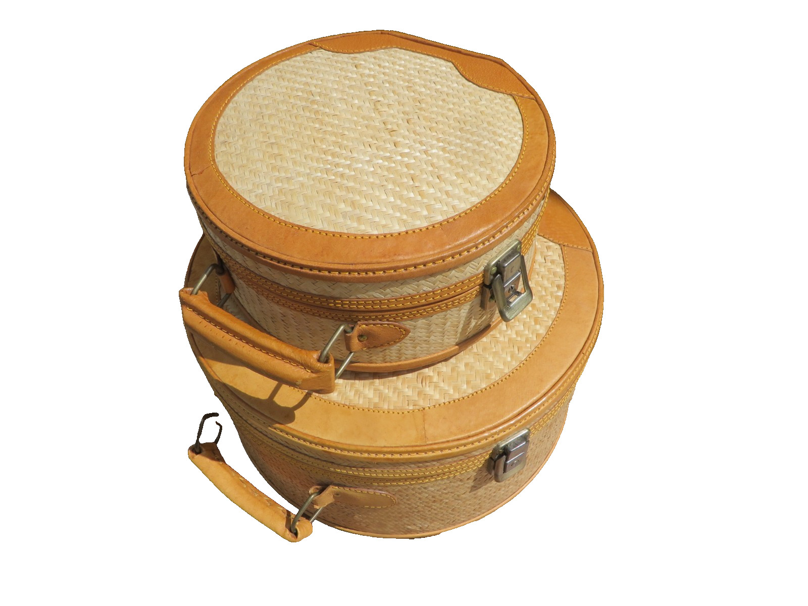 Pair-' Suitcase Baskets' w/Handles,Round- 'Hold Everything'