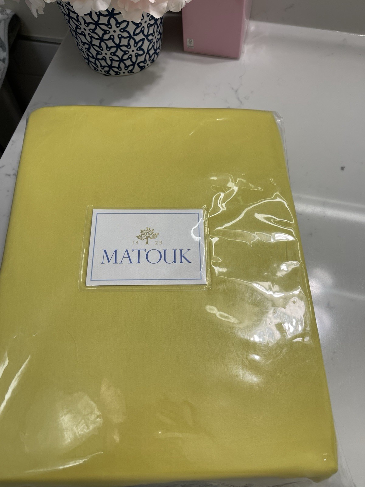 Matouk Italy New 1pc Cal King Fitted 600TC Sateen Lemon Nocturne