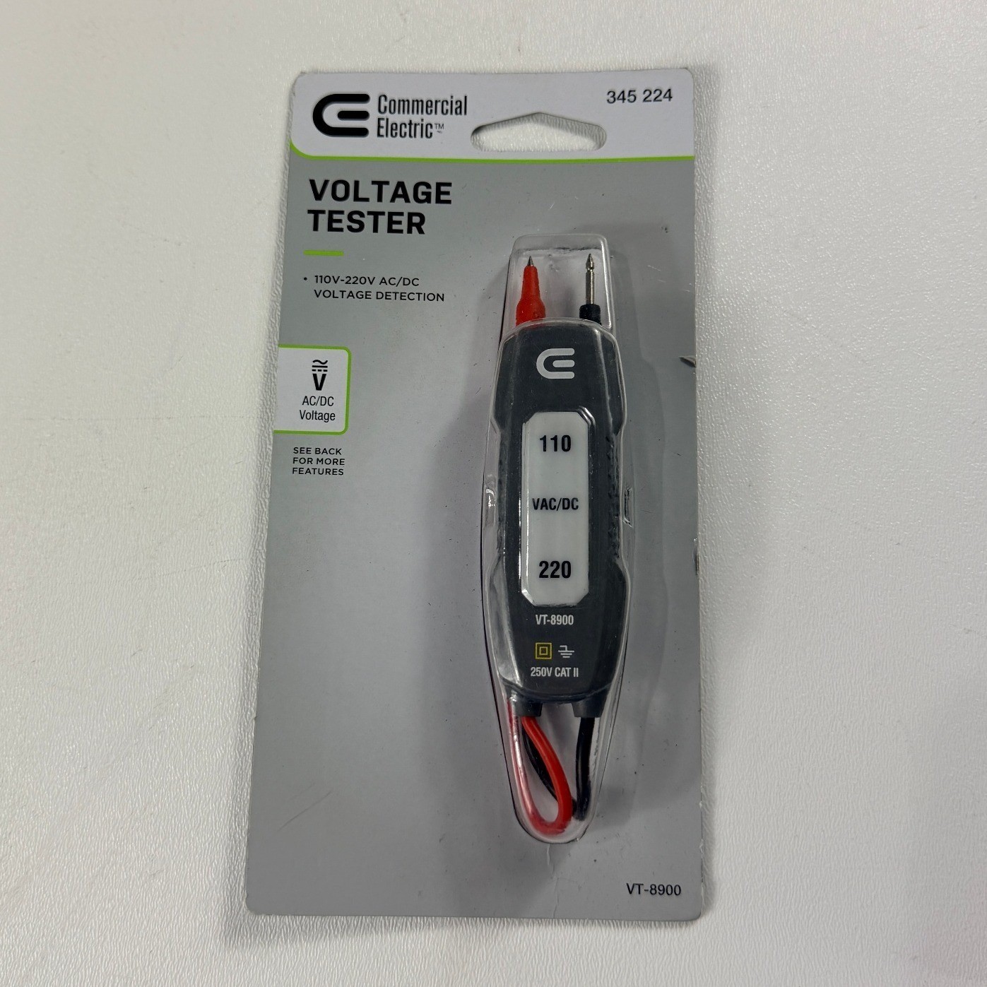 Commercial Electric VT-8900 110V-220V AC/DC Voltage Tester 345 224 New