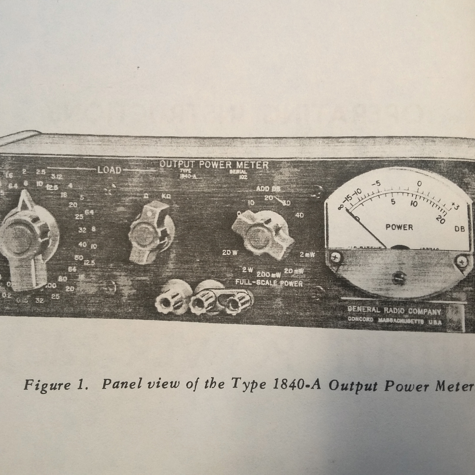 GenRad General Radio 1840A Output Power Meter Operating Manual