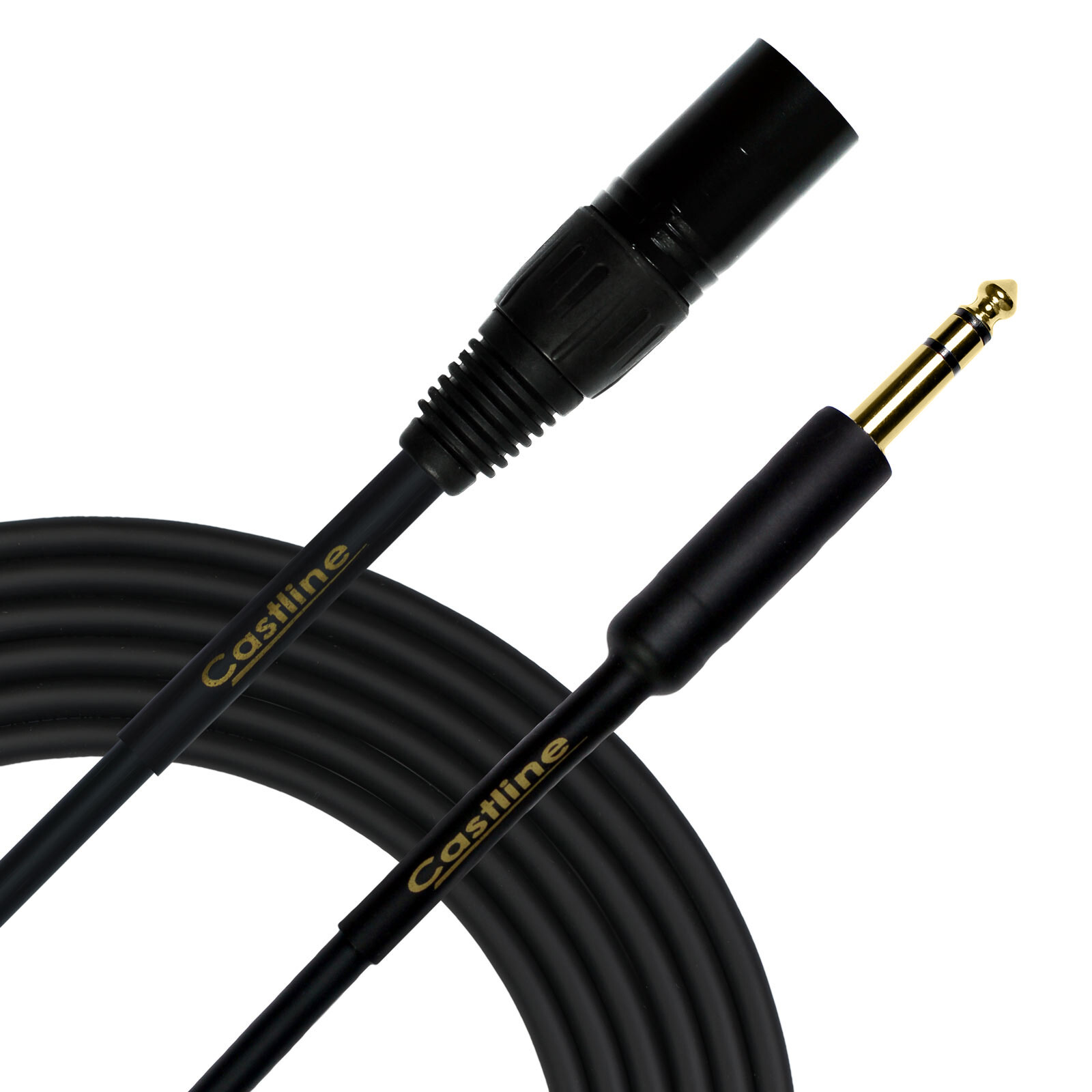 Castline Gold XLR male 1/4 TRS Mogami Neglex 2549 Stereo to Mono Summing Cable