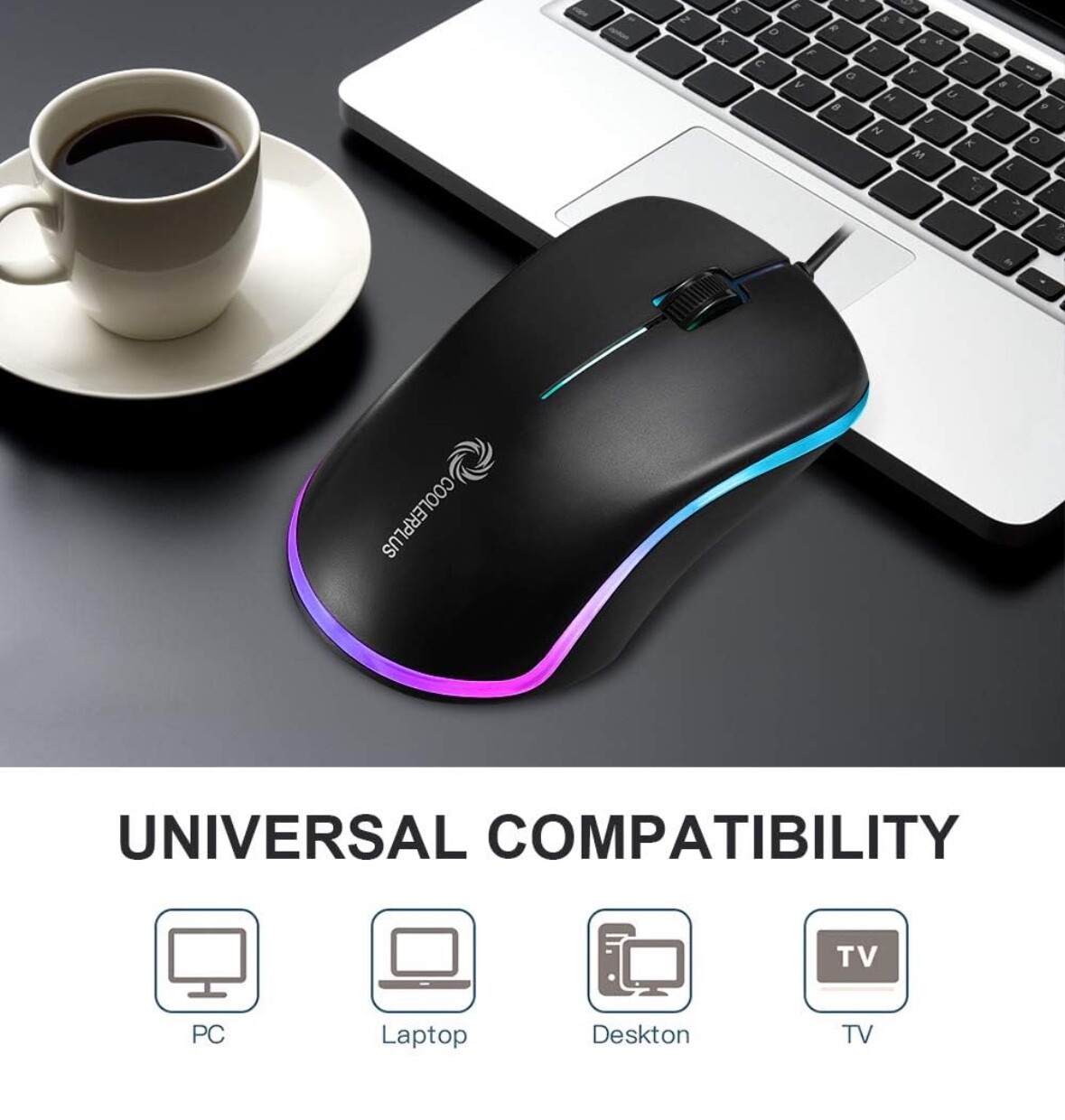 COOLERPLUS FC112 USB Optical Wired Computer Mouse with Easy Click for Office ...