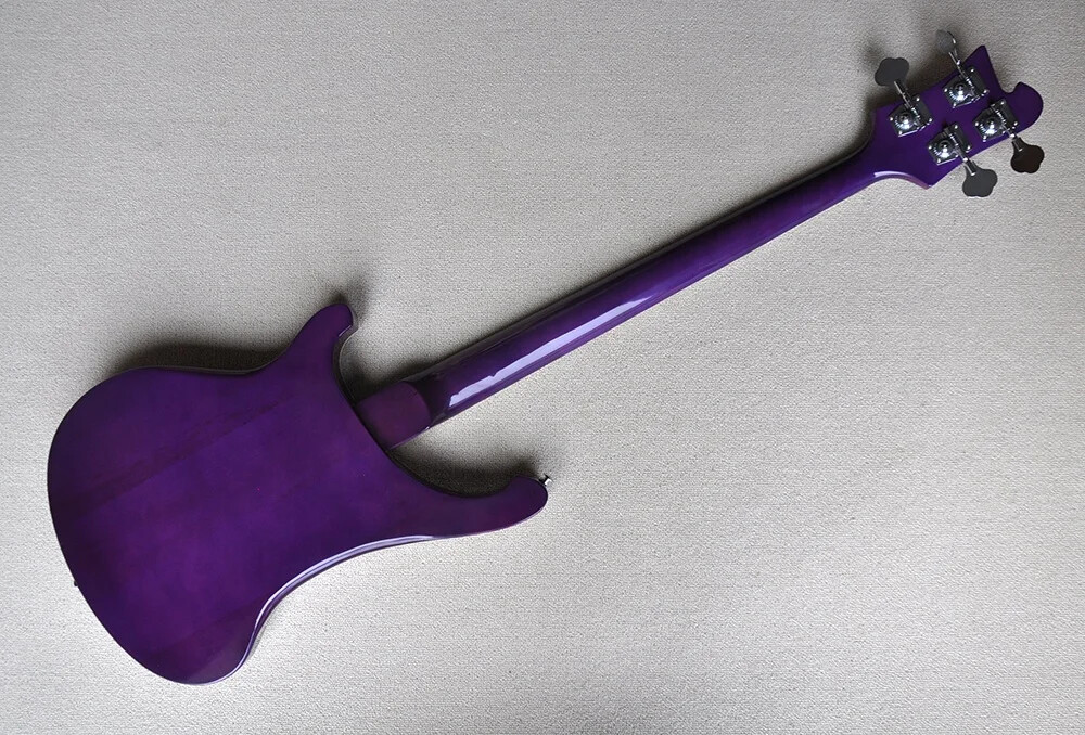 Purple 4 Strings Electric Bass Guitar with Chrome Hardware Flame Maple Top