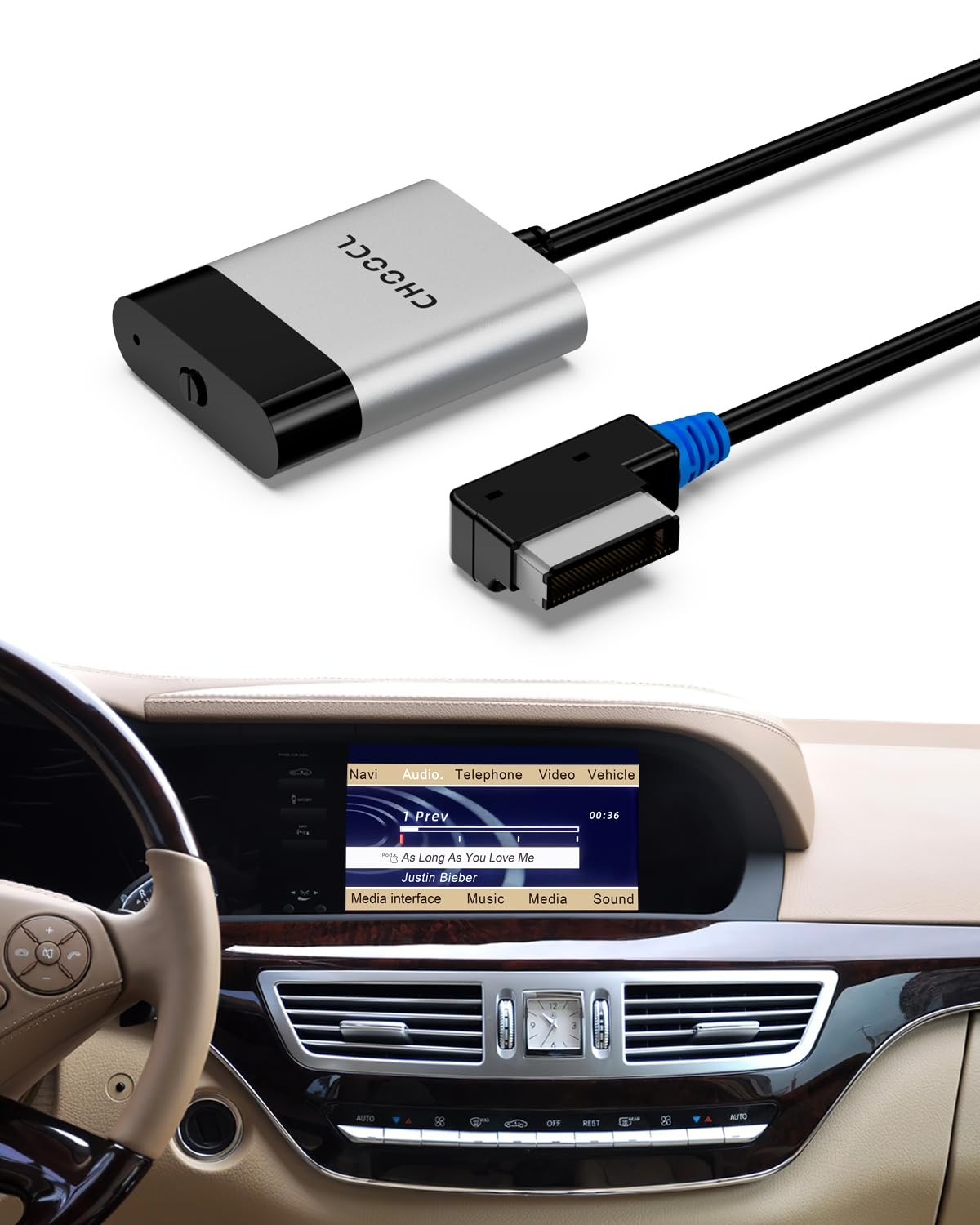 CHOOCL Bluetooth Car Audio Adapter for 2008-2012 Mercedes-Benz 3000A, White