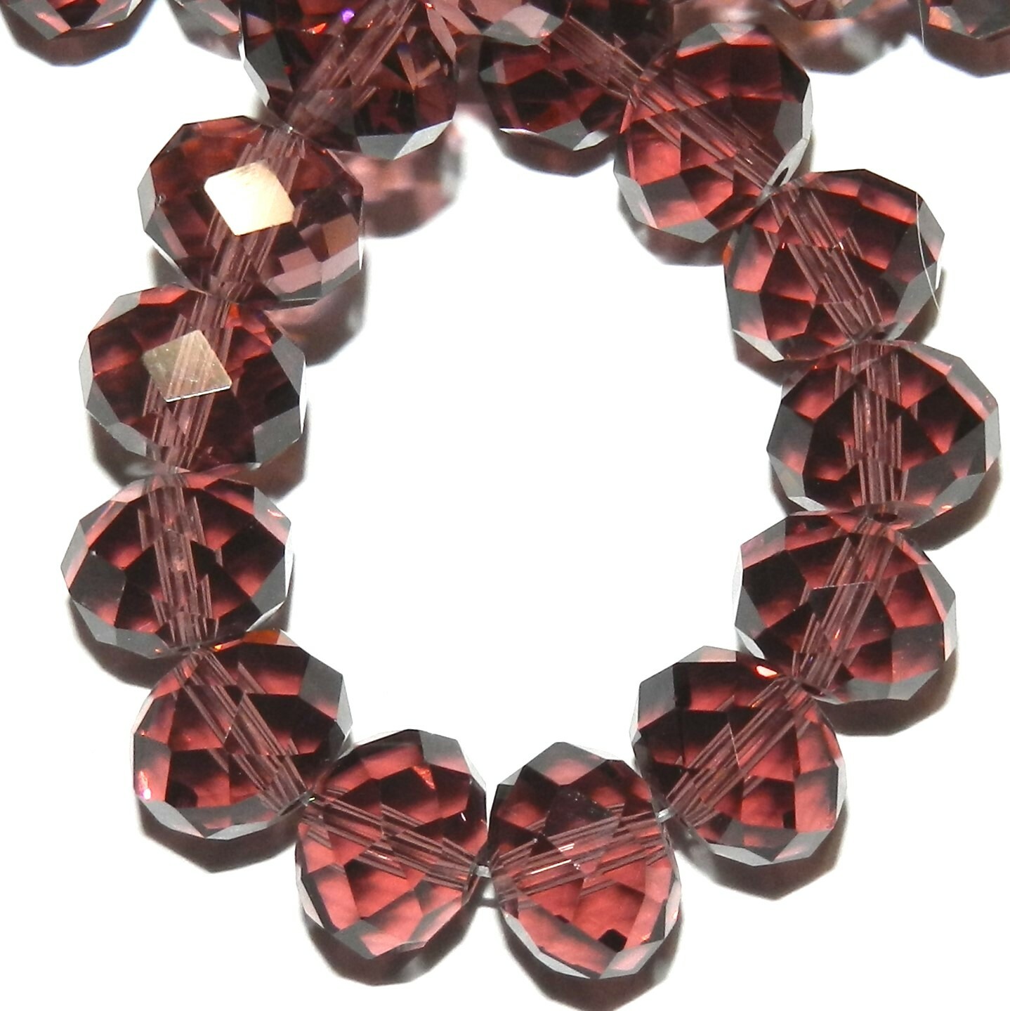 CR831 Amethyst Purple 12mm Faceted Rondelle Crystal Glass Beads 12"