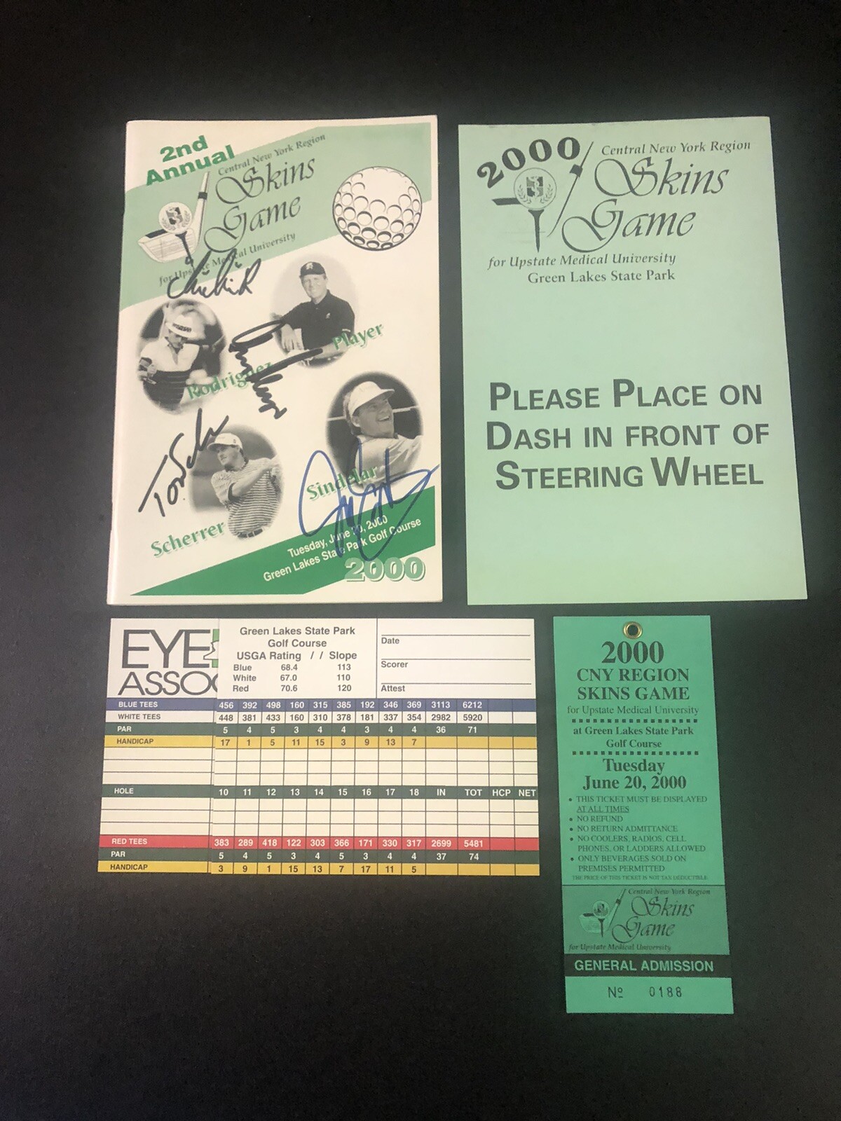 Green Lakes NY 2000 Skins Game Autograph Chi Chi Gary Player Scherrer Sindelar +