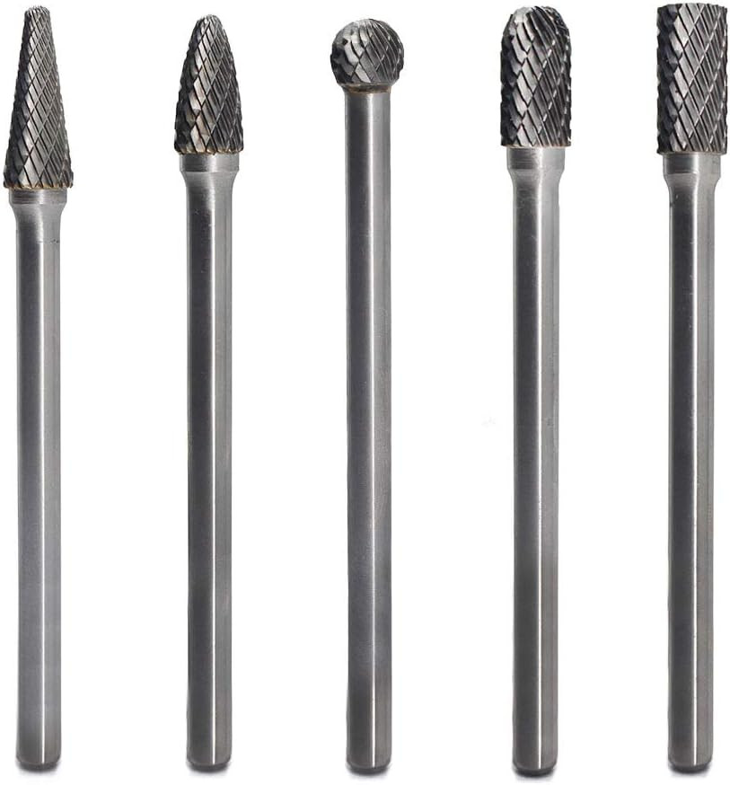Carbide Burrs Set - 5Pcs Diameter Extended Long Double Cut Solid Carbide Rotary