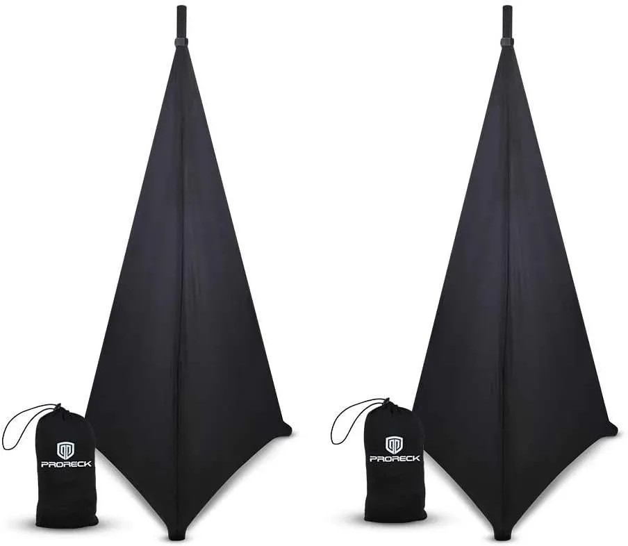 Speaker Stand Cover Tripod Skirt Scrim 360 Degree Black Fabric Set of 2 Pieces