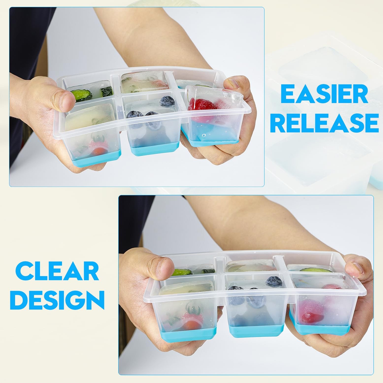 Silicone Ice Trays with Lids for Freezer, 2 Pack