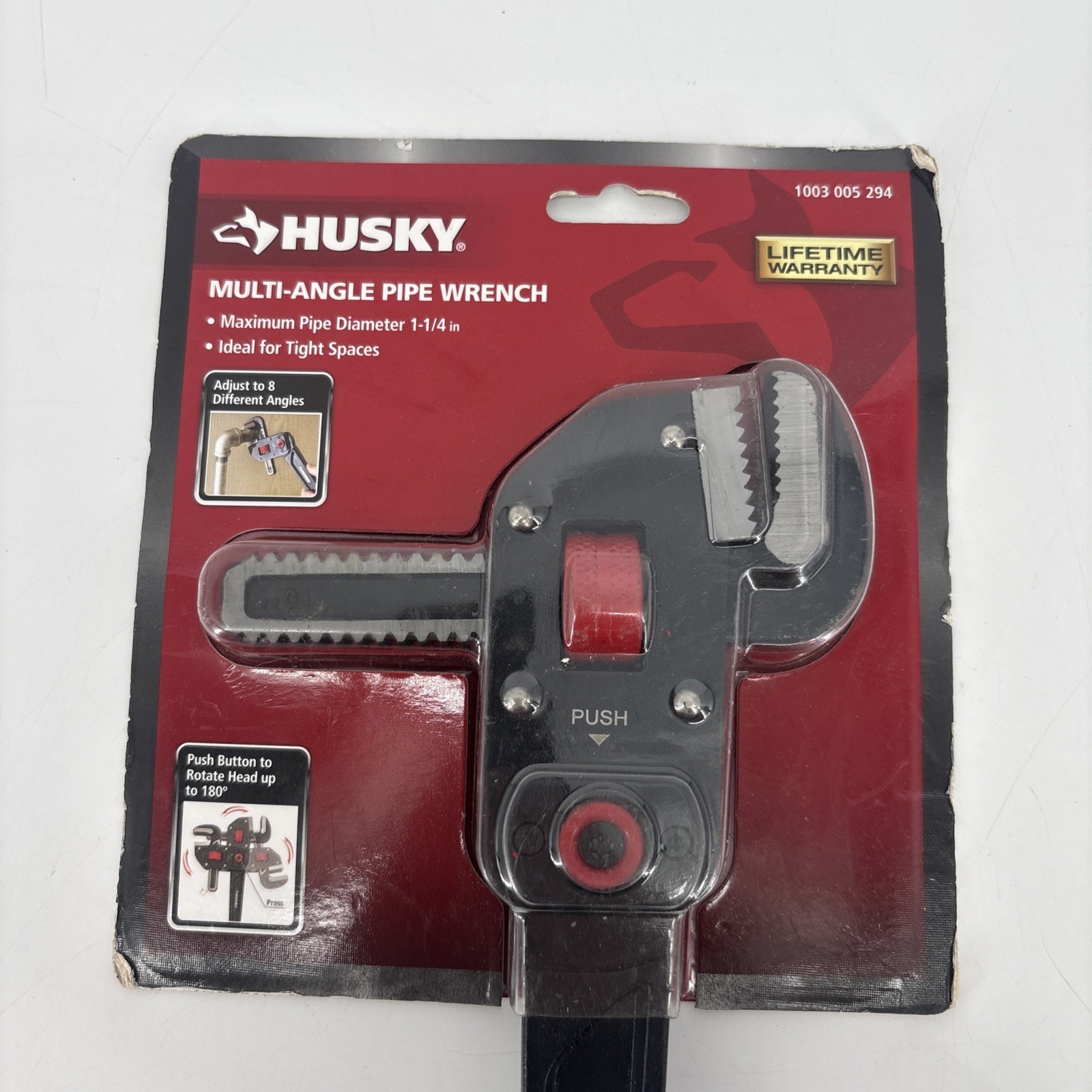 Brand New Sealed Husky Multi-Angle Pipe Wrench. 1-1/4” Maximum Pipe Diameter