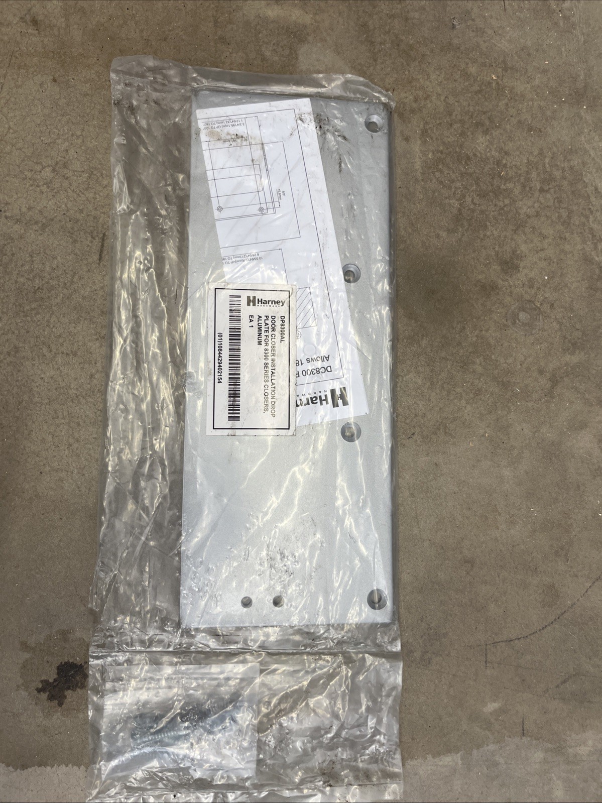 Harney DP8300AL Door Closer Installation Drop Plate Set with Screws