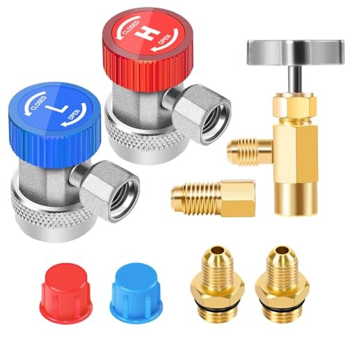 AC R134A Adjustable Quick Coupler Adapter and Refrigerant Can Tap Valve Tool