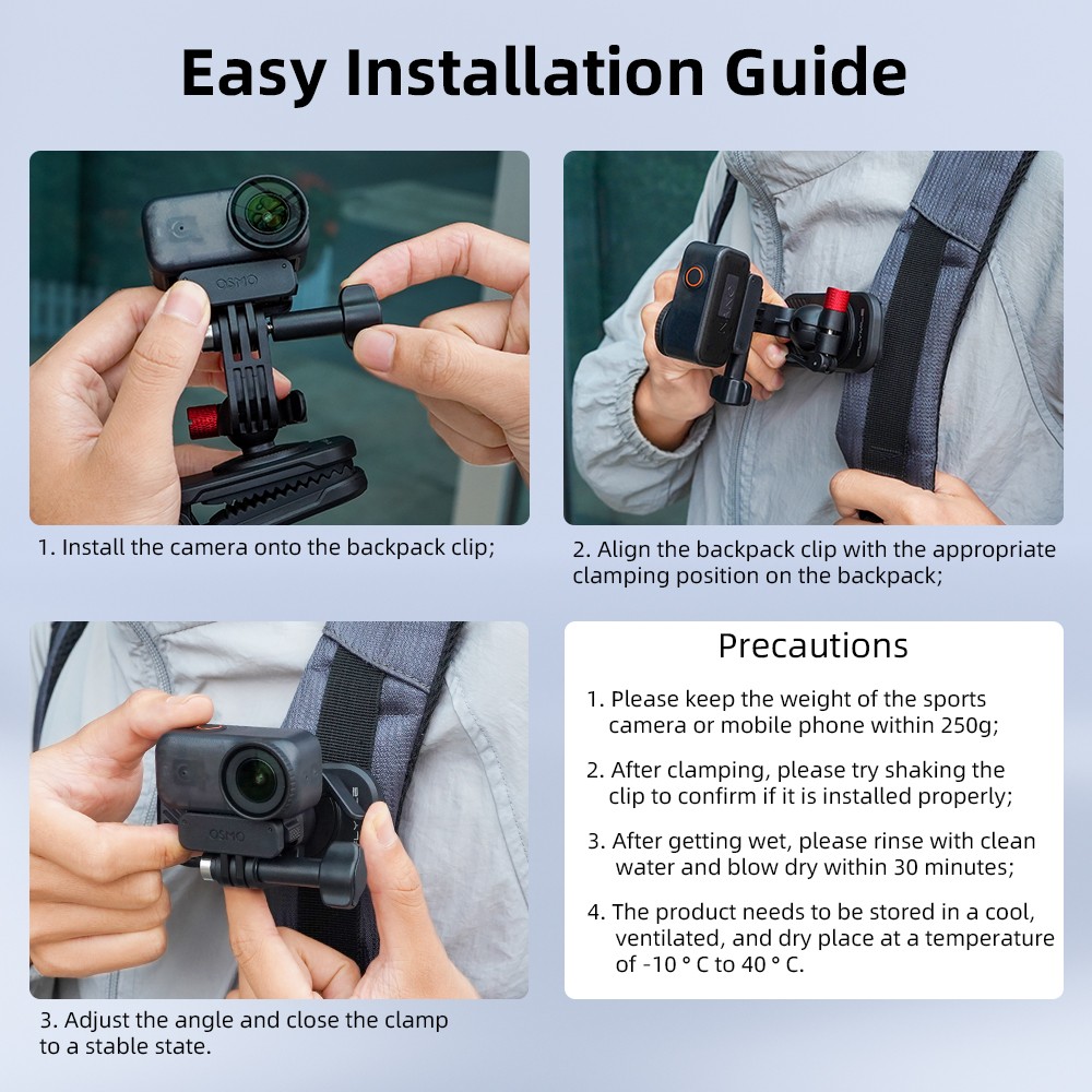 Magnetic Quick Release Backpack Clip for DJI Insta360 Action Camera Bracket Base