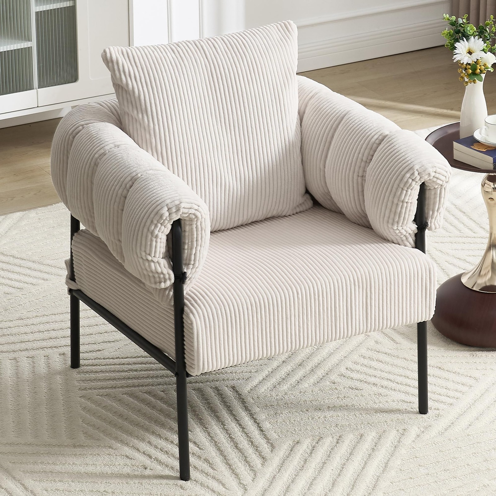Modern Velvet Accent Chairs Set of 1, Comfy Large Living Room Sofa Chair, Uph...