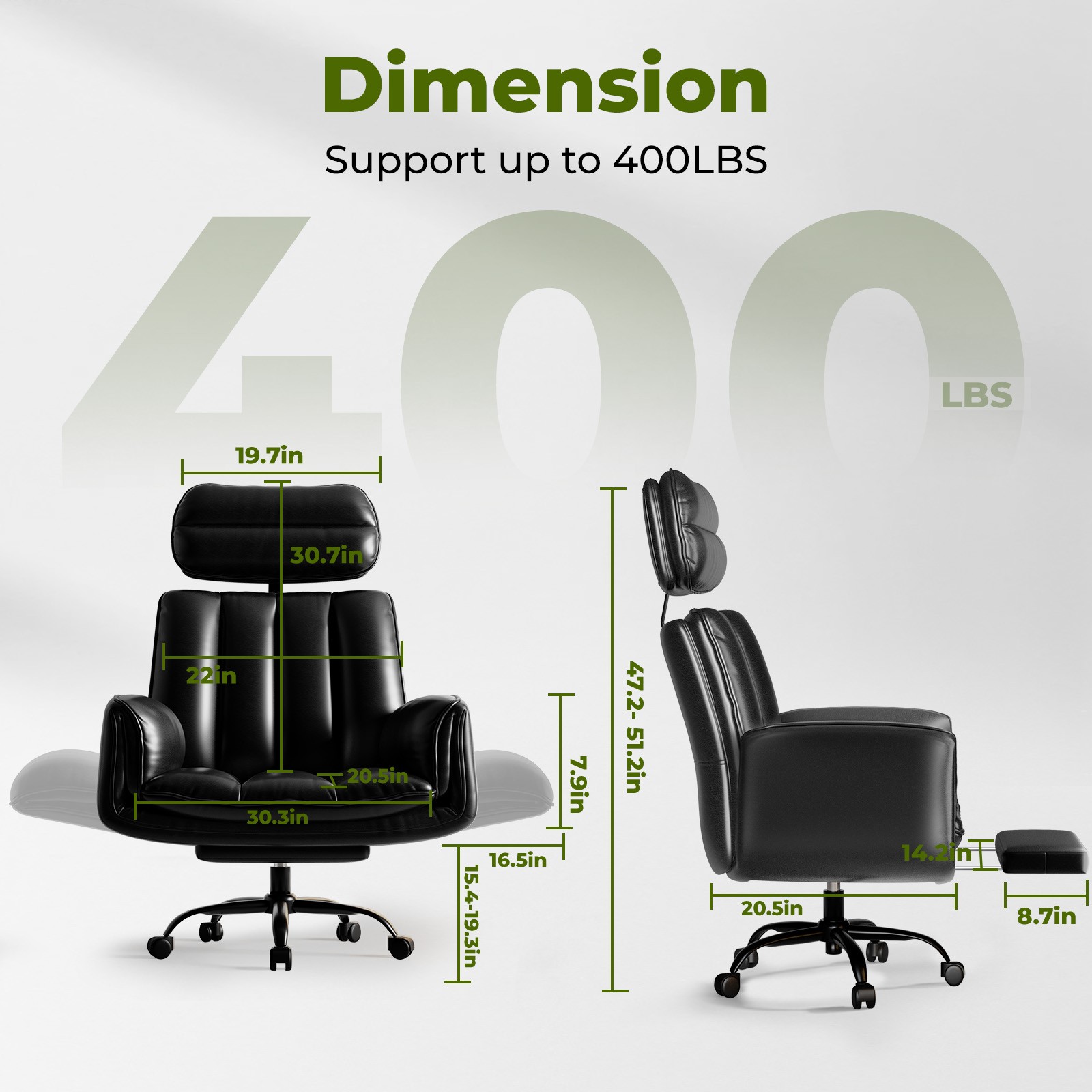 PU Leather Office Chair Ergonomic Computer Gaming Chair Desk Chair with Footrest