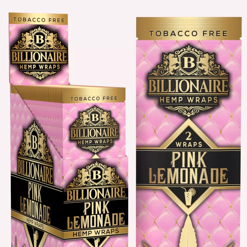 Billionaire Wraps - Pink Lemonade Rolling Paper - (Box of 25 Pouches)