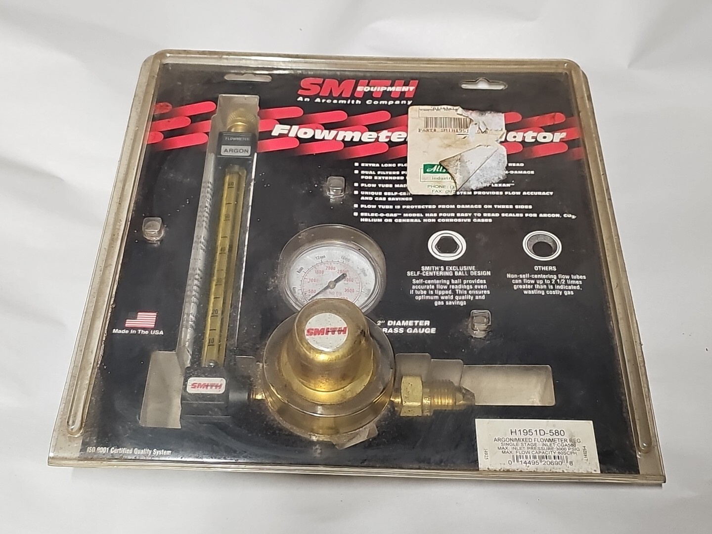 Smith Flowmeter H1951D-580 argon New Old Stock.