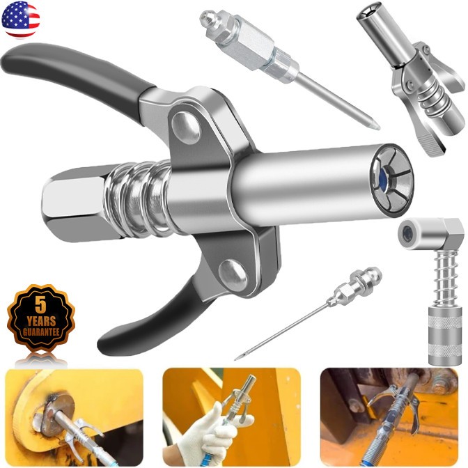 Grease Gun Accessory Kit 90 Degree Coupler Adapter Grease Needle Tips Dispenser-