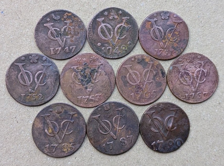 Lots 10 Pcs Dutch VOC Duit 1747 - 1790 New York Penny Copper Coin_A695