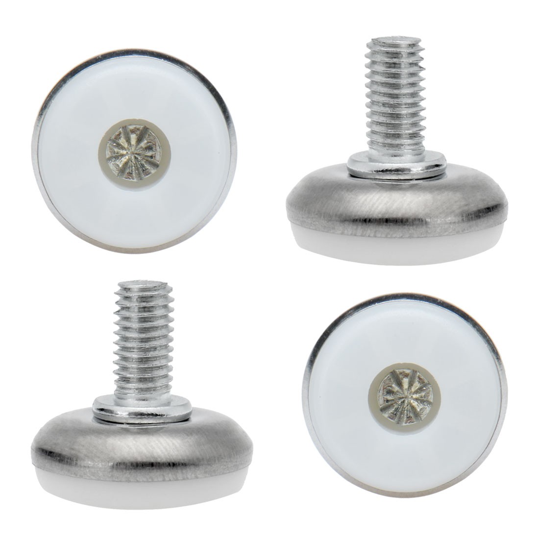 M8 x 15 x 28mm Leveling Feet Adjustable Leveler for Desk Leg, White Cap 4pcs