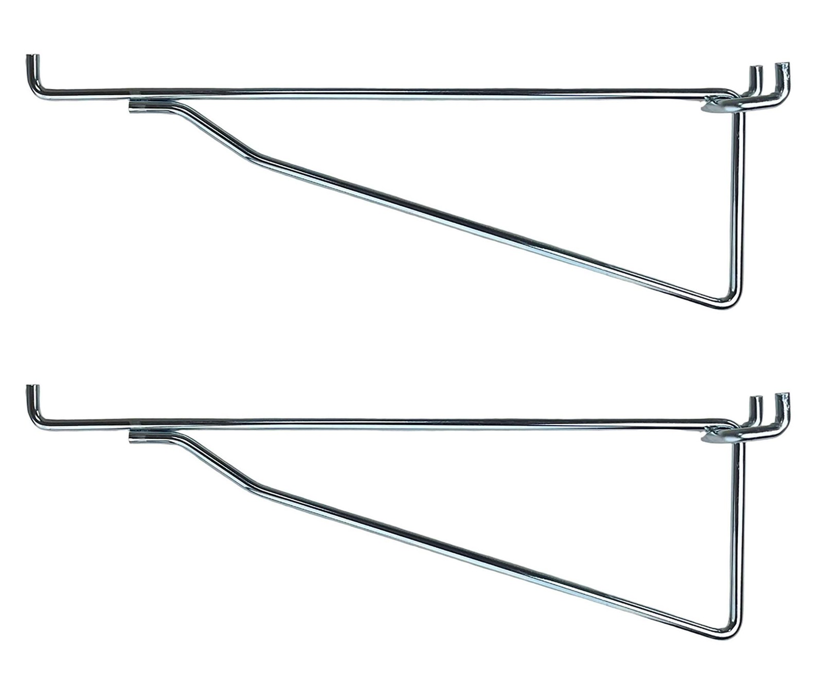 (2 Pack) 12 Inch Metal Mega Shelf Brackets for 1/8" 1/4" Pegboard & Slatwall