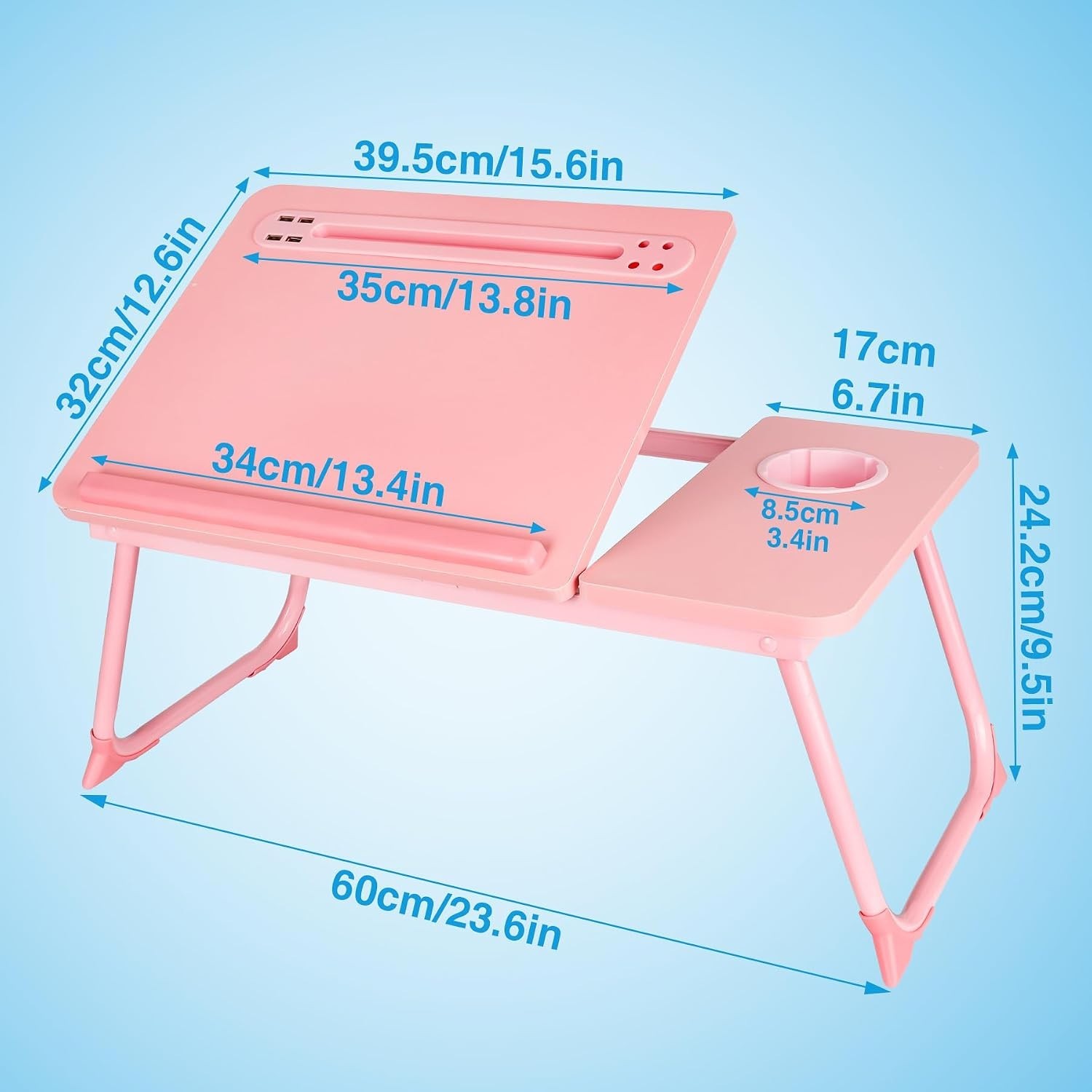 Laptop Bed Desk, Adjustable Lap Desk, Small Laptop Table with USB Charge Port...