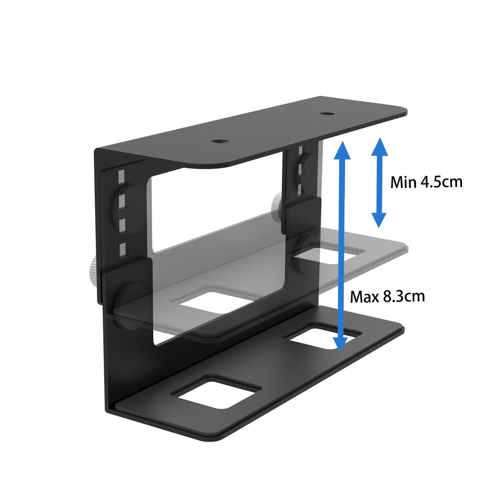 Under Desk Mini PC Mount Bracket – 5-Level Height Adjustable (1.8" to 3.3"